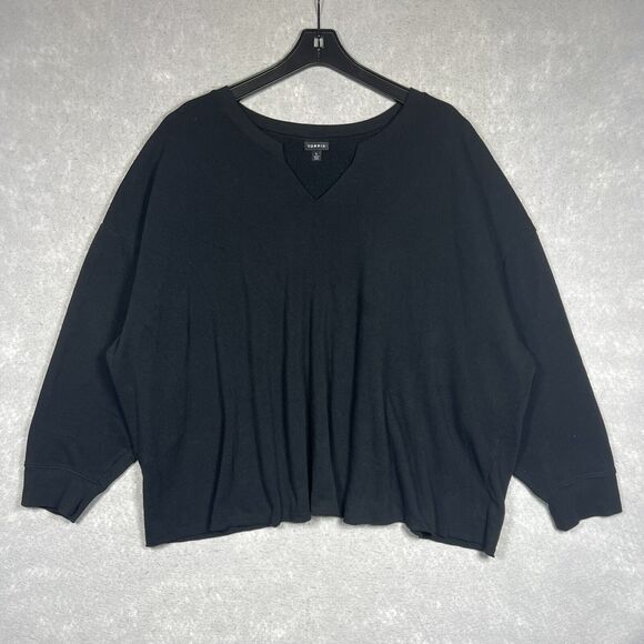 Torrid Relaxed Cozy Fleece Notch Neck Drop Shoulder Crop Sweatshirt Sz 5X Black - Picture 1 of 9